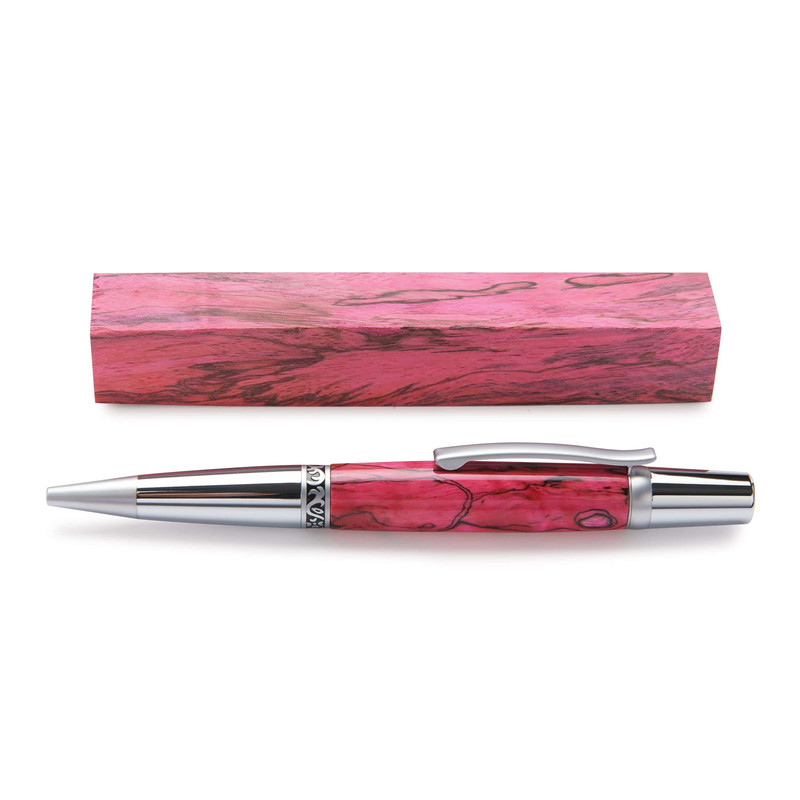 Stabilized & Dyed Spalted Tamarind Pen Blank - 3/4" x 3/4" x 5" - Color:Pink